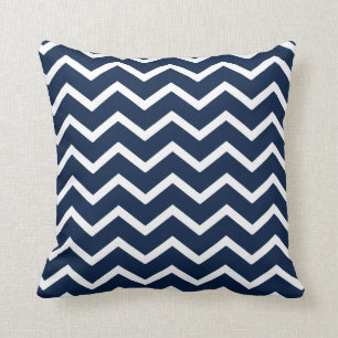 Navy Pillow in Classic Chevron