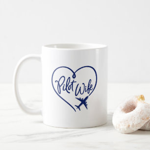 Navy Pilot Wife Looped Heart Plane Coffee Mug