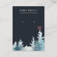 NAVY PINE TREE WINTER FOREST STUD EARRING DISPLAY