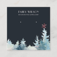 NAVY PINE TREE WINTER FOREST STUD EARRING DISPLAY
