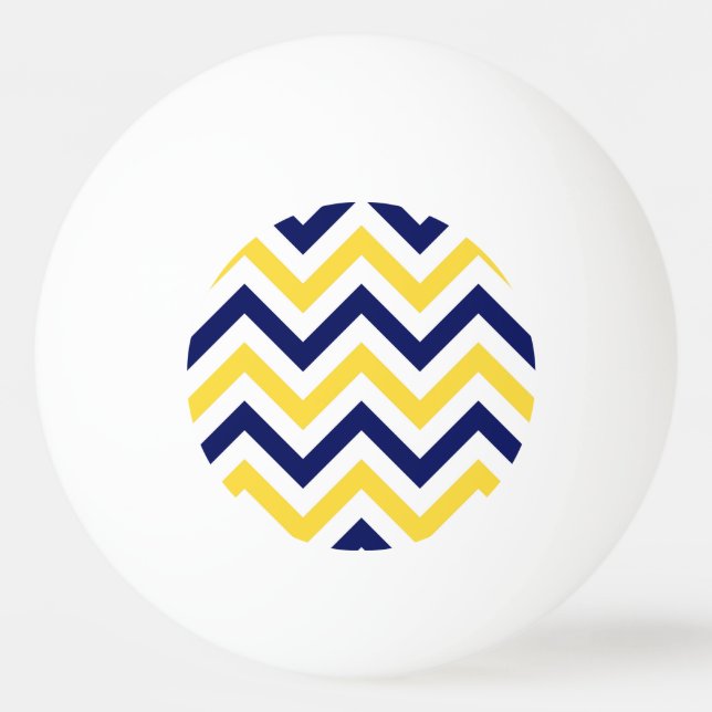 Navy, Pineapple, Wht Large Chevron ZigZag Pattern Ping Pong Ball (Front)