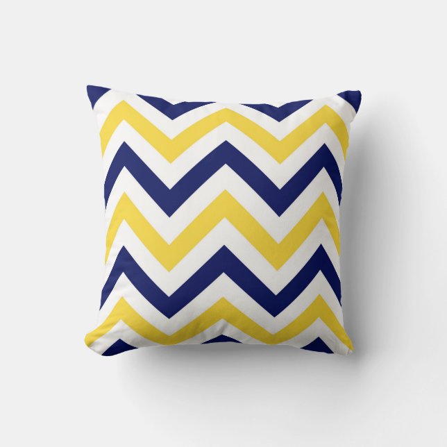 Navy, Pineapple, Wht Large Chevron ZigZag Pattern Throw Pillow (Front)