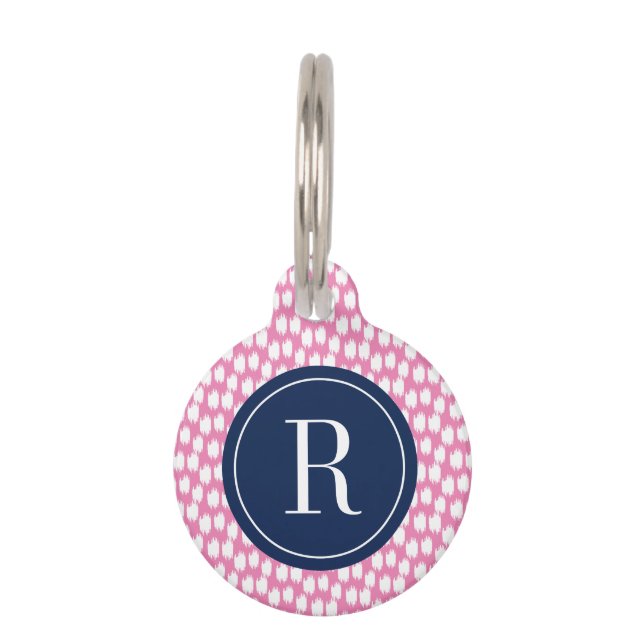Navy & Pink Animal Print | Pet Tag (Front)