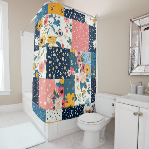 Navy Pink Cottagecore Floral Patchwork