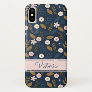 Navy, Pink, Gold Floral Case-Mate iPhone X Case