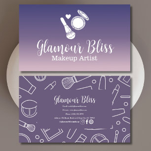 Navy Pink Gradient Contemporary Makup Artist Business Card