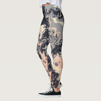 Navy, Pink, Lavender Abstract Leggings - "Cha Cha"