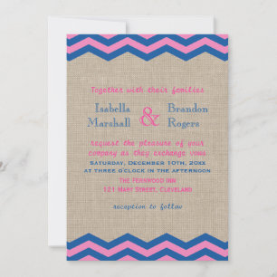Navy & Pink Nautical Wedding Invitation