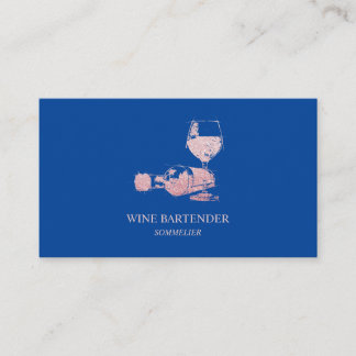 Navy Pink Wine Bartender Sommelier Business Card