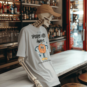 Navy Playful Pumpkin Retro Illustrative Halloween T-Shirt