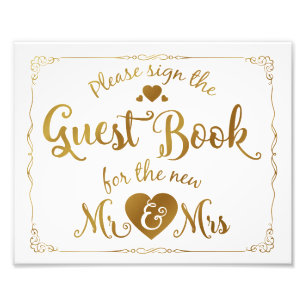navy Please sign our guest book sign gold