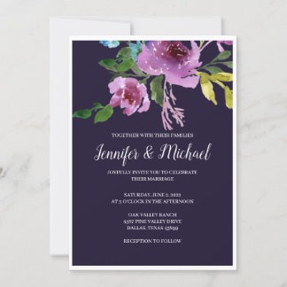 Navy Plum Wedding Invitations