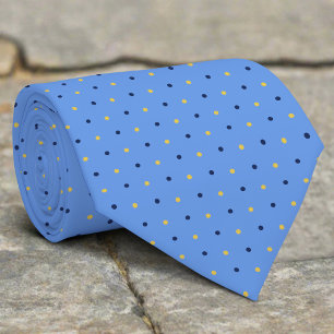 Navy Polka Dots On Blue Background Groomsmen Tie