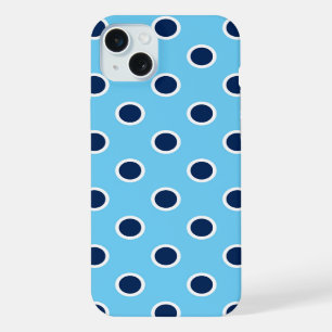 Navy Polka Dots on Bright Blue iPhone 15 Plus Case