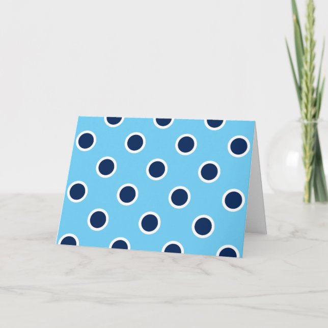 Navy Polka Dots on Light Blue Birthday Card (Front)