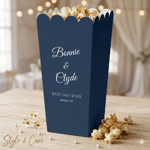 Navy Popcorn Favor Box for Elegant Celebrations