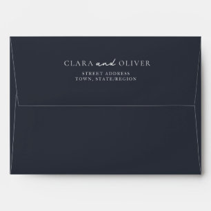 Navy Provence Vineyard Wedding Return Address Envelope