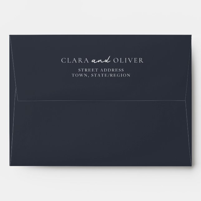 Navy Provence Vineyard Wedding Return Address Envelope (Back (Top Flap))