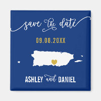 Navy Puerto Rico Wedding Save the Date Map