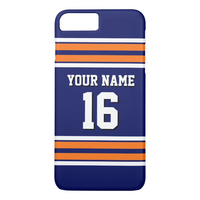 Navy Pumpkin Orange Team Jersey Custom Number Name Case-Mate iPhone Case (Back)