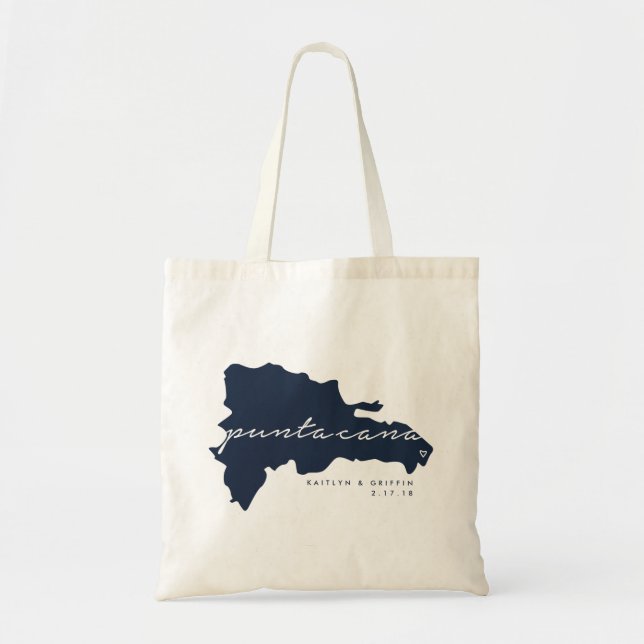 Navy Punta Cana Custom Wedding Tote Bag (Front)