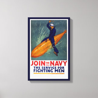 Navy Recruitment Poster Sailor on Torpedo Canvas Print