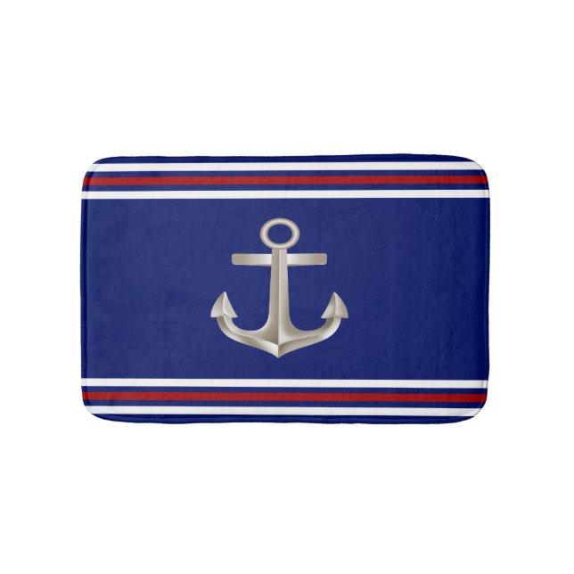 Navy Red Anchor Bathmat (Front)