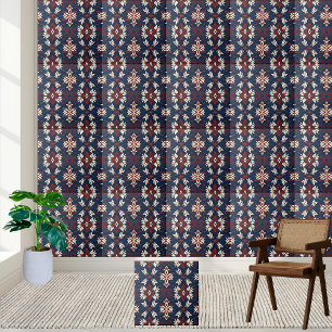 Navy Red and Cream Scandinavian Inspired Geometric Tile