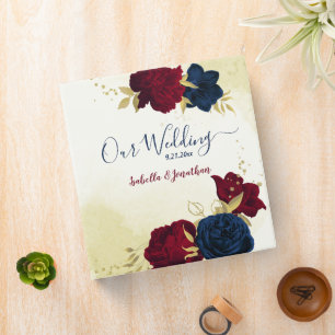 navy red flowers gold leaves photo album binder