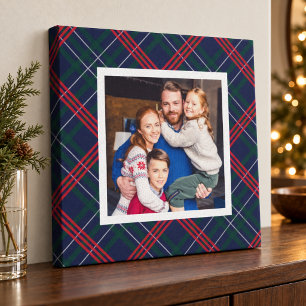 Navy Red Green Tartan Plaid Christmas Photo Canvas Print
