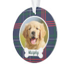 Navy Red Green Tartan Plaid Custom Dog Photo