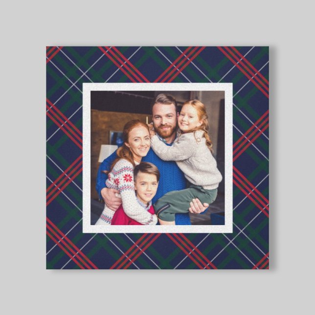 Navy Red Green Tartan Plaid Custom Family Photo Canvas Print (Creator Uploaded)