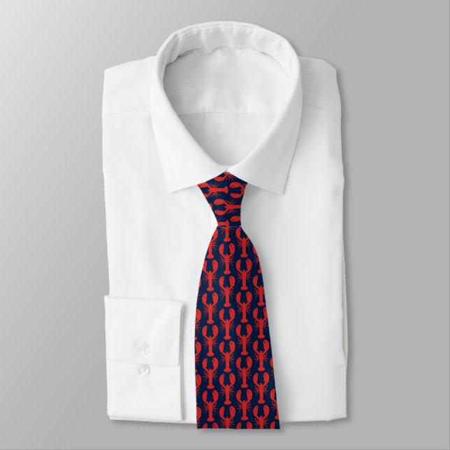 Navy/Red Lobster Preppy Tie (Tied)