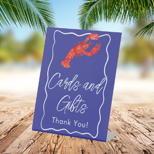Navy Red Lobster Seafood Beach Cards & Gifts Sign