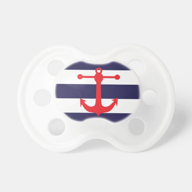 Navy & Red Nautical Pattern Pacifier (Front)