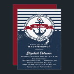 Navy & Red Rustic Nautical Baby Shower Invitation<br><div class="desc">Nautical and rustic baby shower invitation featuring anchors,  ropes and other nautical accents.</div>