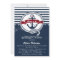 Navy Red Rustic Nautical Kids Birthday Invitation
