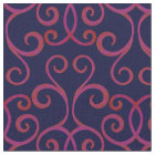 Navy Red Swirly Damask Pattern Elegant Dark Blue