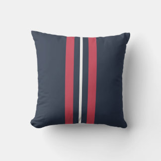 Navy Red & White Vertical Stripes Outdoor Pillow