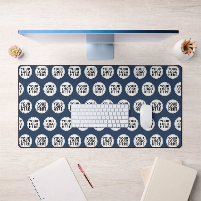 Navy Repeating Business Logo Desk Mat (Office 1)