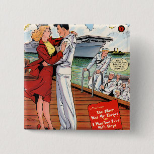 Navy Romance 2 Inch Square Button