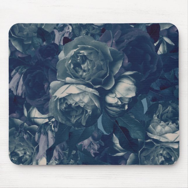 Navy Rose Bouquet Mouse Pad (Front)