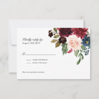Navy Rose Burgundy Floral Wedding