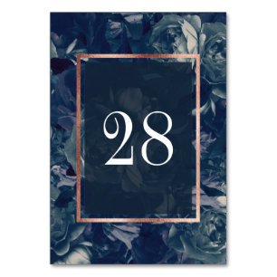 Navy Rose Gold Bouquet Table Numbers