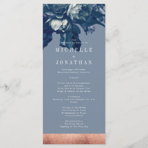 Navy Rose Gold Bouquet Wedding Program