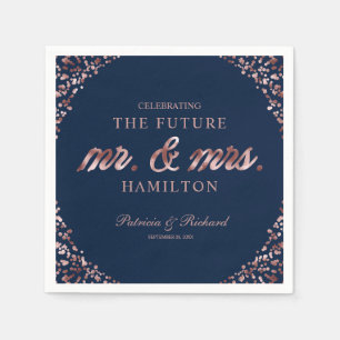 Navy Rose Gold Future Mr And Mrs Engagement Party Napkin