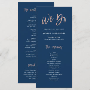 Navy & Rose Gold Glam Chic We Do Wedding Program