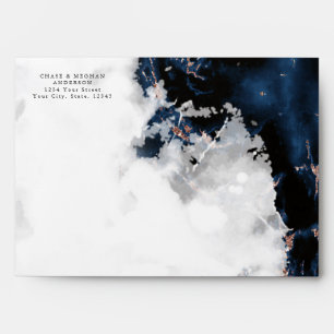 Navy Rose Gold Sapphire Marbled Geode Envelope