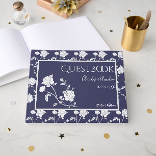 Navy Rose Wedding Guest Book