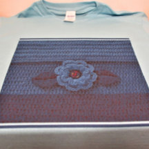 Navy Royal Deep Blue Flower Artisan Crochet Print